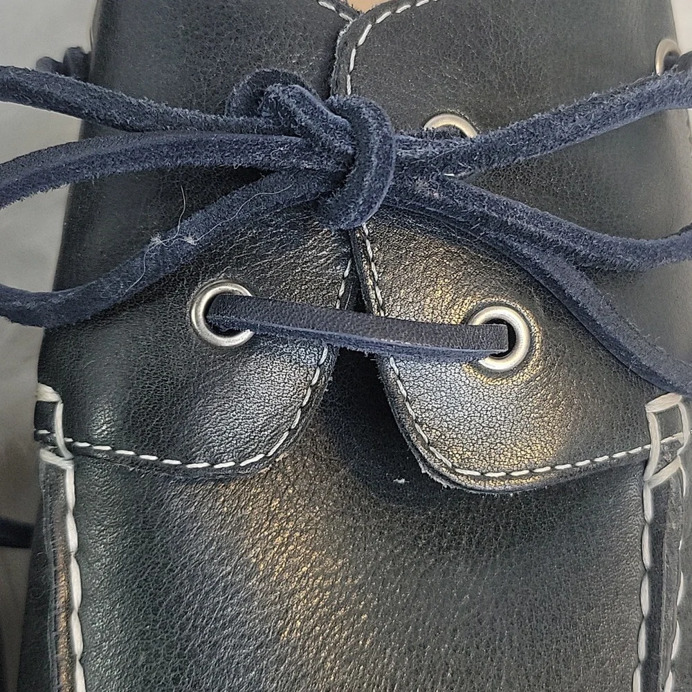 Johnston‎ & Murphy Dark Blue Leather Boat Shoes with Memory Foam Size 10.5 NWOT